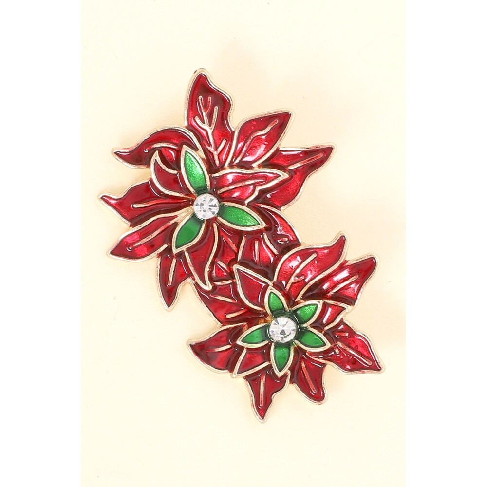 Christmas Poinsettia Brooch Pin - Diona J